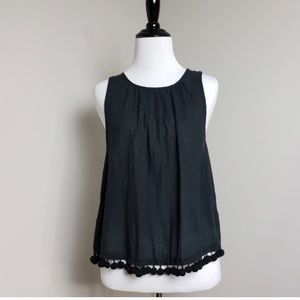 Aerie Black Pom Pom Trim Tank Top